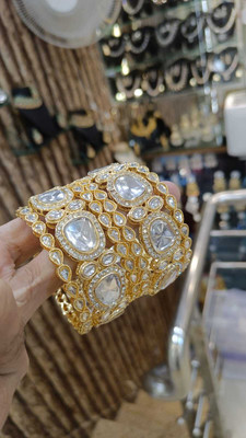 vkat Alloy Cubic Zirconia Gold-plated Bangle Set