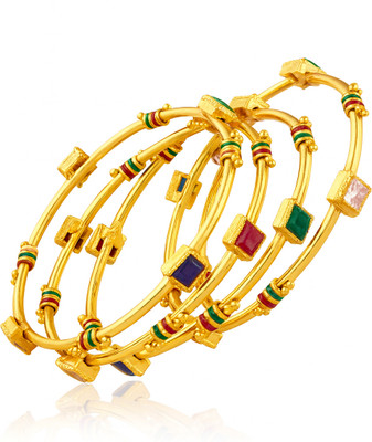 GC PREMIUM JEWELLERY Brass Gold-plated Bangle Set(Pack of 4)