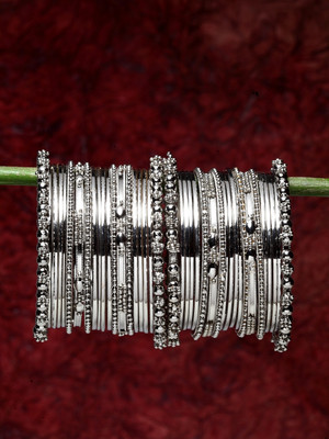 Shining Diva Alloy Silver Bangle(Pack of 40)