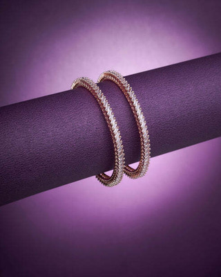 Opal Touch Brass Cubic Zirconia Gold-plated Bangle Set(Pack of 2)