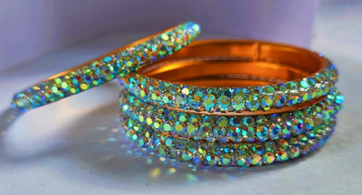 RAF dukan Stone, Crystal, Alloy Gold-plated Bangle(Pack of 4)