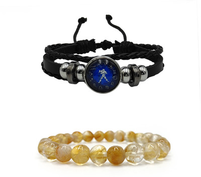 BHAGYA G Citrine Crystal Bracelet(Pack of 2)