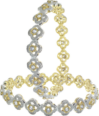 Shiv_Jewels Alloy Cubic Zirconia Gold-plated Bangle Set(Pack of 2)