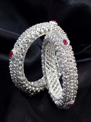 House of Pataudi Alloy Silver Bangle(Pack of 2)