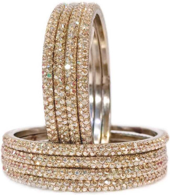 RKGlow Brass Crystal Bangle Set(Pack of 8)