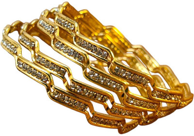maa sitala store Brass Zircon Gold-plated Bangle(Pack of 4)