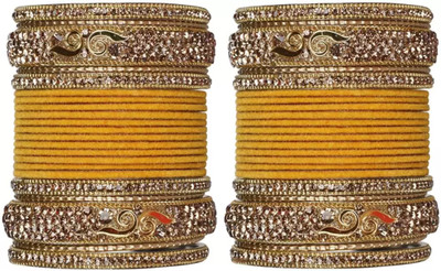 Terraband Alloy Crystal Bangle Set(Pack of 10)