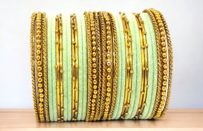 Anahat collection Metal, Fabric Gold-plated Bangle Set(Pack of 10)