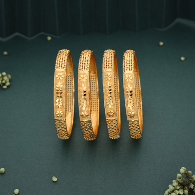 brado jewellery Brass, Copper, Alloy Diamond Gold-plated Bangle Set(Pack of 4)