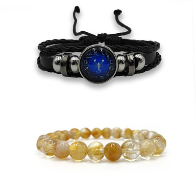 BHAGYA G Citrine Crystal Bracelet(Pack of 2)