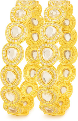ESSENTICO Alloy Diamond Gold-plated Bangle Set(Pack of 2)