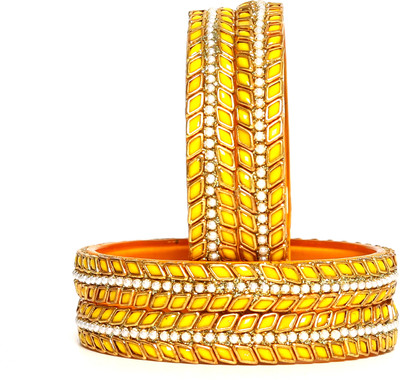 KOTTIAR CREATIONS Glass Diamond Bangle Set(Pack of 4)