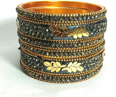 Suhana collection Metal Cubic Zirconia Gold-plated Bangle Set(Pack of 6)