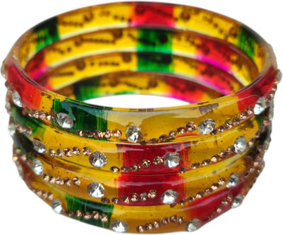 Eden Glass Crystal Bangle Set(Pack of 4)