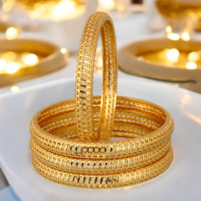 Lucky Jewellery Alloy Gold-plated Bangle Set(Pack of 4)