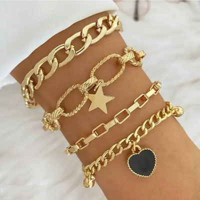 The Splendid Alloy Gold-plated Bracelet(Pack of 4)