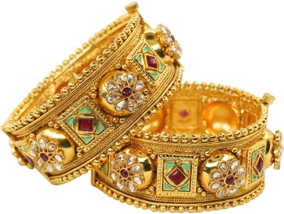 Panini Jewels Copper Diamond, Crystal Gold-plated Bangle Set(Pack of 2)