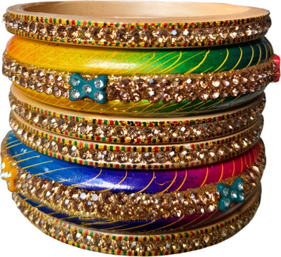 RADHIKAA FASHIONS Lac Crystal Bangle Set(Pack of 6)