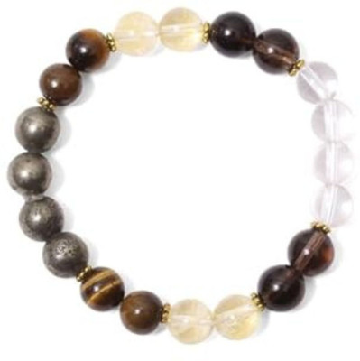 GemVastu Pyrite, Stone, Tiger's Eye, Clear Quartz Beads, Crystal Bracelet