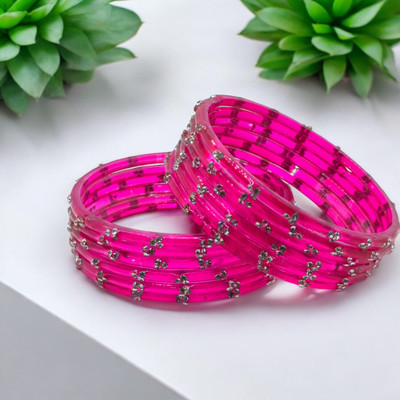 Shree Kriti Glass Cubic Zirconia Bangle Set(Pack of 12)