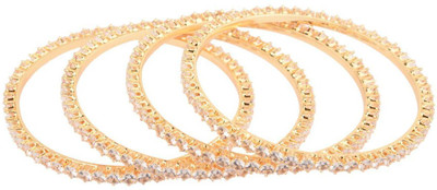 Efulgenz Alloy Crystal Gold-plated Bangle Set(Pack of 4)