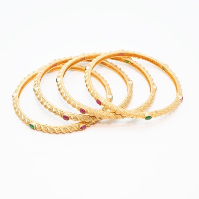 Jewellery Ze Brass Gold-plated Bangle Set(Pack of 4)