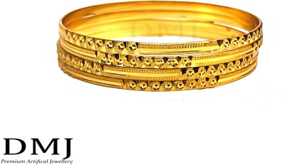 DMJ Brass Gold-plated Bangle Set(Pack of 4)