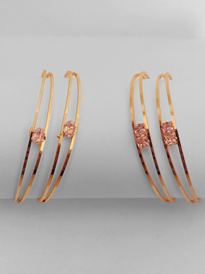 Krishna Store Brass Cubic Zirconia Gold-plated Bangle Set(Pack of 4)