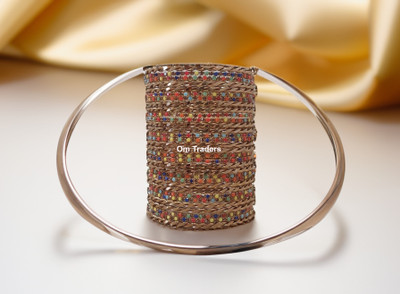 Om Traders Metal Crystal Gold-plated Bangle Set(Pack of 2)