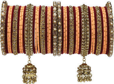 ZINEKA Metal Zircon Gold-plated Bangle Set(Pack of 42)