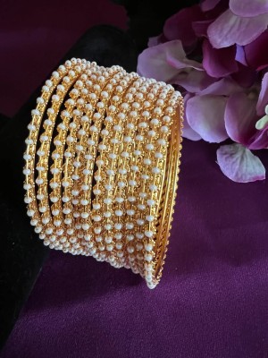DM MART Alloy Pearl Gold-plated Bracelet Set(Pack of 10)