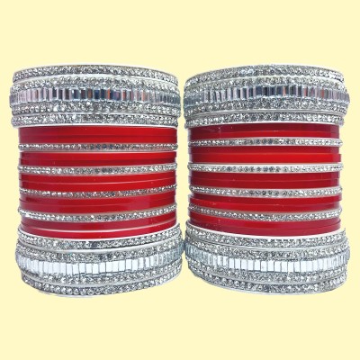 ShadowQueen Plastic Cubic Zirconia Bangle Set(Pack of 2)