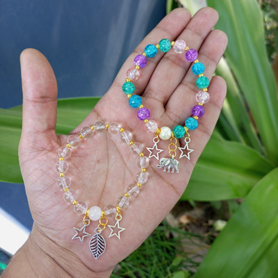 Jaishreeshyamaa Crystal Beads Charm Bracelet(Pack of 2)