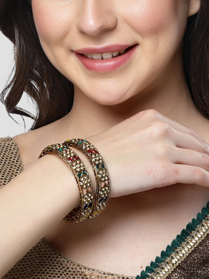 Karatcart Alloy Crystal Gold-plated Bangle Set(Pack of 2)