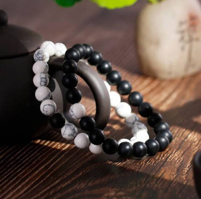 CHOPDA BUSINESS HUB Black Obsidian Beads Bracelet Set(Pack of 2)