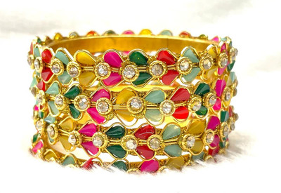 Kiyash Crystal Bangle Set(Pack of 4)