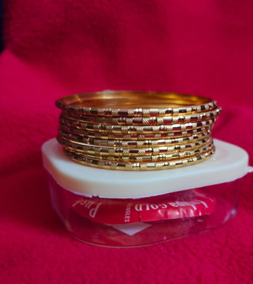 DR Creations Copper Emerald Gold-plated Bangle Set(Pack of 8)