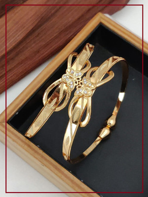 Rhosyn Brass Gold-plated Bangle Set(Pack of 2)