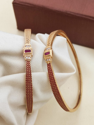 AK Brass Cubic Zirconia, Diamond Gold-plated Bangle