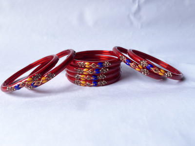 Bhooprama Glass Crystal Enamel Bangle Set(Pack of 8)