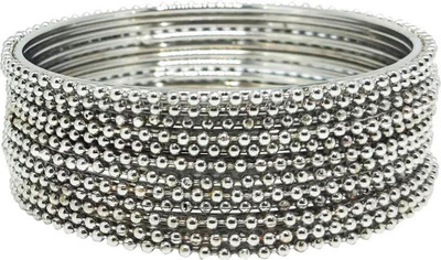 Soniaa Creation Metal Silver Bangle Set(Pack of 12)