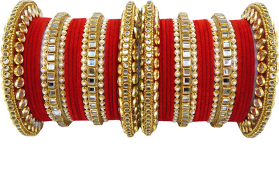 Valya Metal Beads Gold-plated Bangle Set(Pack of 10)