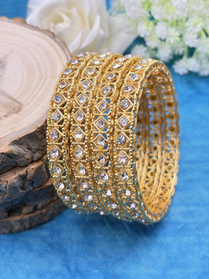 Kawai Brass Diamond Gold-plated Bangle Set(Pack of 4)