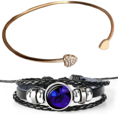PIXFLIX Alloy, Leather Charm Bracelet(Pack of 2)