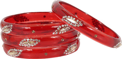 ZULKA Glass Zircon Bangle Set(Pack of 4)