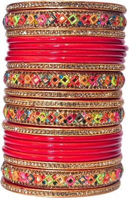 Naziya Lahti Bhandar Lac Bangle Set(Pack of 10)