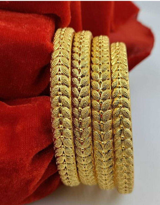 Ruby Tex Brass Beads Gold-plated Bangle Set(Pack of 2)