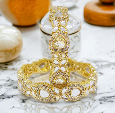 Chrishan Alloy Gold-plated Bangle Set(Pack of 2)