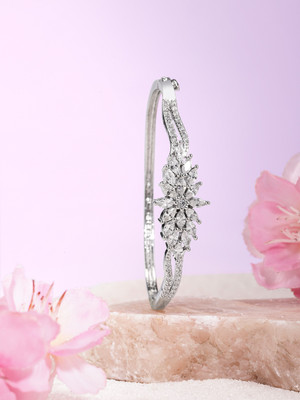 Manikya Brass Cubic Zirconia Rhodium Cuff