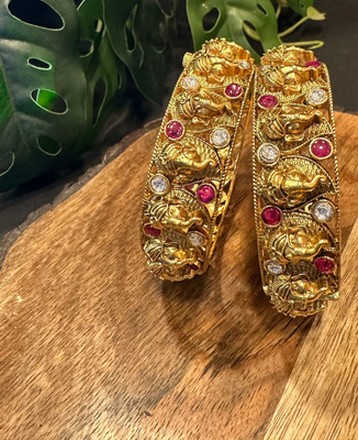 Raddhi Jewels Brass Gold-plated Bangle Set(Pack of 2)